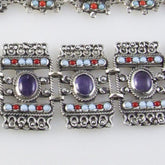 Barrocco Style Amethyst, Coral & Turquoise Bracelet